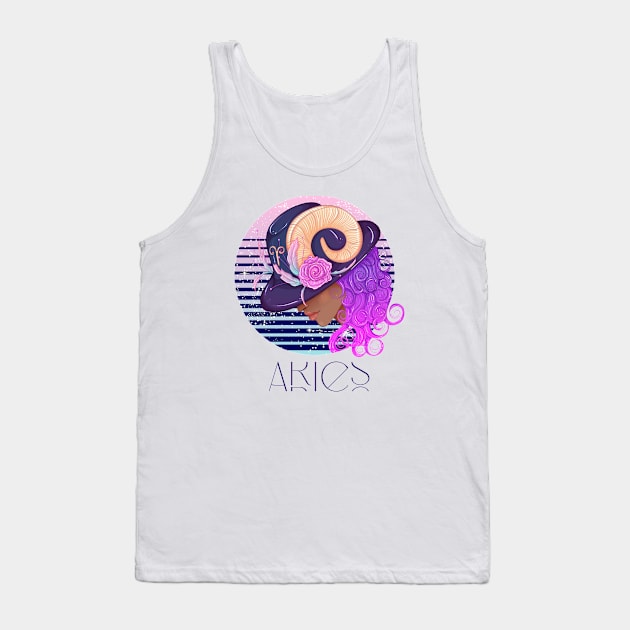 Aries Zodiac Sign | Circle Beautiful Girl Tank Top by Violete Designs